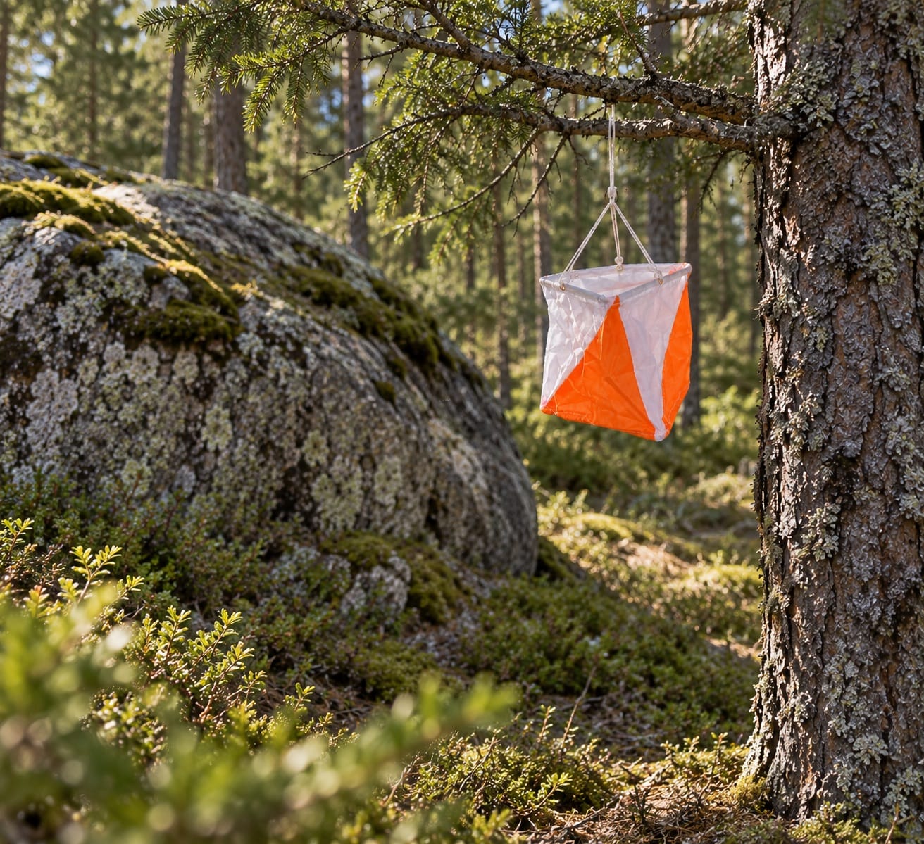Control flag 15x15cm in the forest